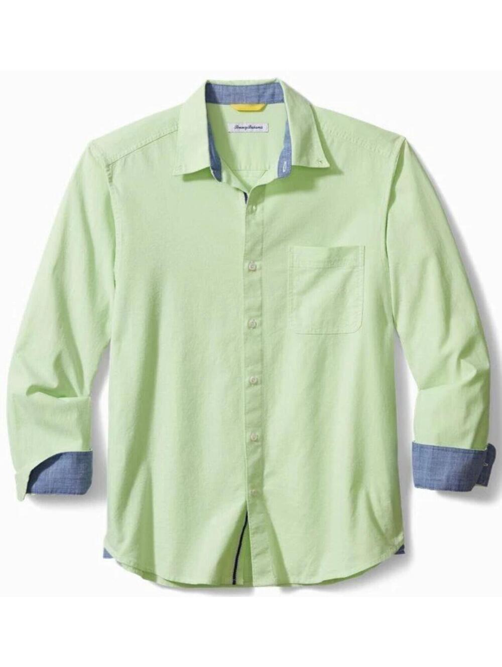 Tommy Bahama Men's Large Oxford Stretch Dress Shirt Light Green Button-Down
